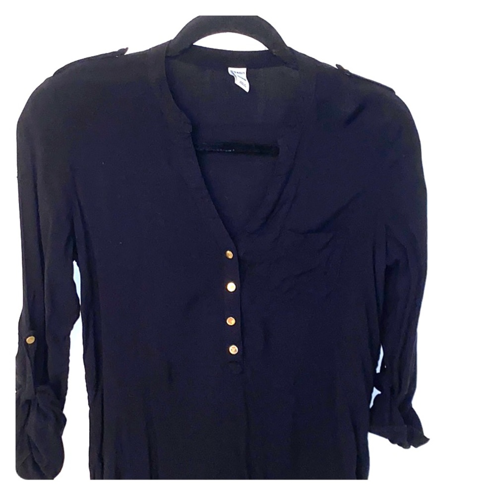 Old Navy Black Blouse with Gold Buttons - XS
